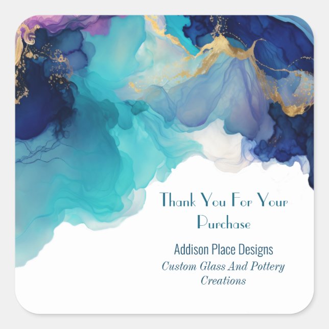 Sticker en Merci d'image en encre bleue alcool (Devant)