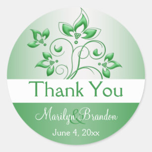 Sticker en Merci Emerald Green et White de 1,5 po