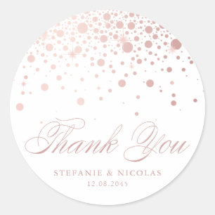 Sticker en Merci Faux Rose Gold Foil Confetti