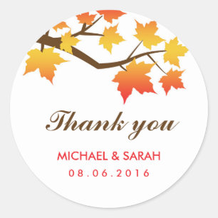 Sticker en Merci Feuille d'érable clair et coloré