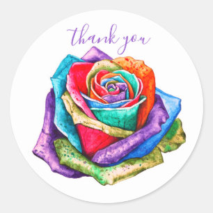 Sticker en Merci Floral Rose coloré