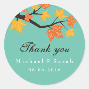 Sticker en Merci Mariage de automne Feuille turquo