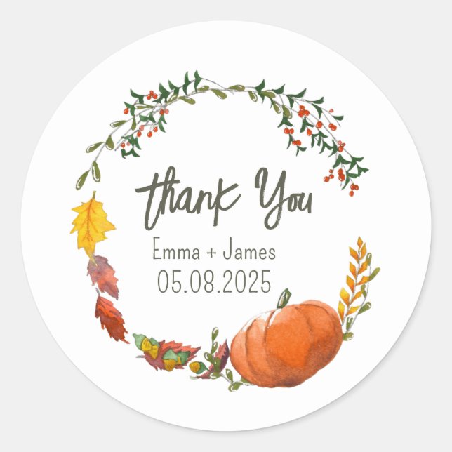 Sticker en Merci mariage de automne ou Thanksgivin (Devant)