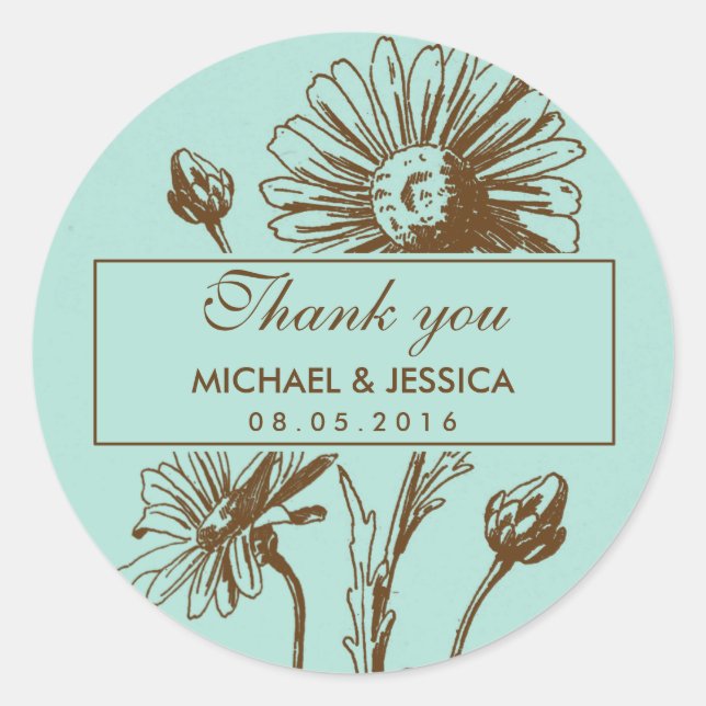 Sticker en Merci Mariage Fleur vintage (Devant)