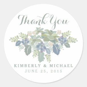 Sticker en Merci Mariage fleuri de Bouquet Succule