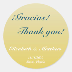 Sticker en Merci Mariage Ombre d'or bilingue