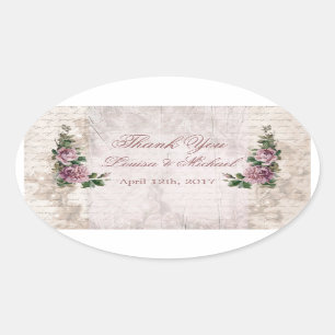 Sticker en Merci Mariage rose rose vintage