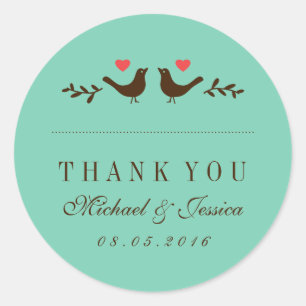 Sticker en Merci Mariage rustique Inséparables ble