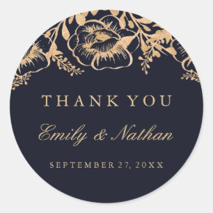Sticker en Merci Mariage vintage Gold Navy
