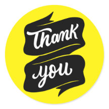 Sticker en Merci minimaliste jaune et noir blanc