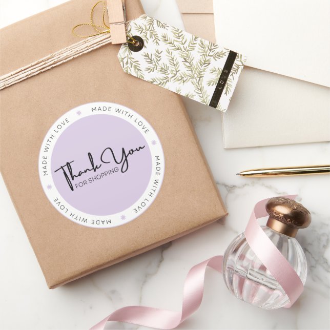 Sticker en Merci moderne violet et blanc (Cadeaux)