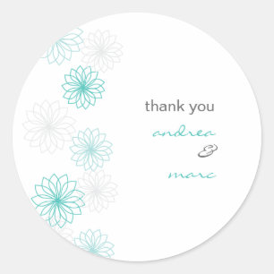 Sticker en Merci rond avec reflets floraux