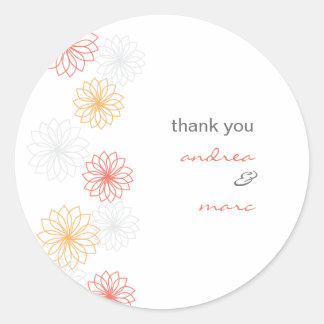 Sticker en Merci rond avec reflets floraux