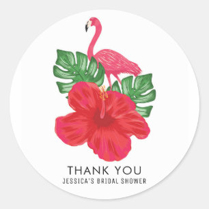 Sticker en Merci tropical Hibiscus et Flamant rose