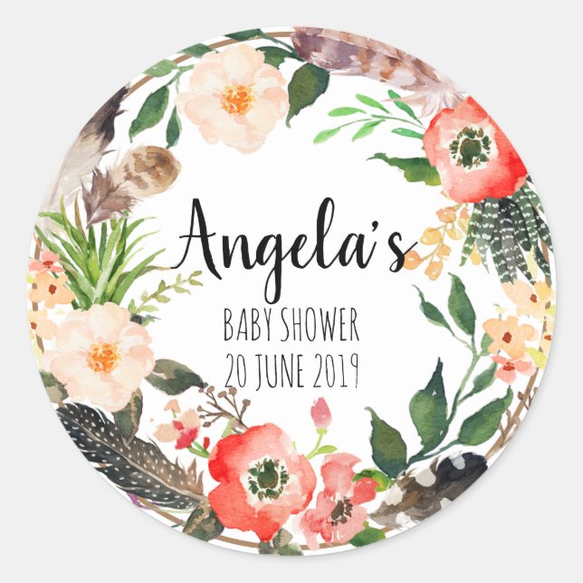 Sticker en Merci végétal à couronne fleurie (Devant)