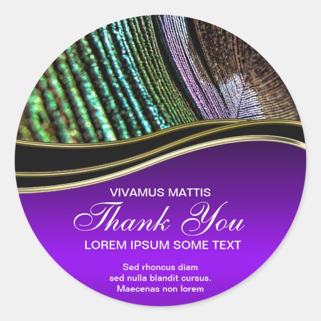 Sticker en Merci violet Abstrait Peacock Feather (Devant)