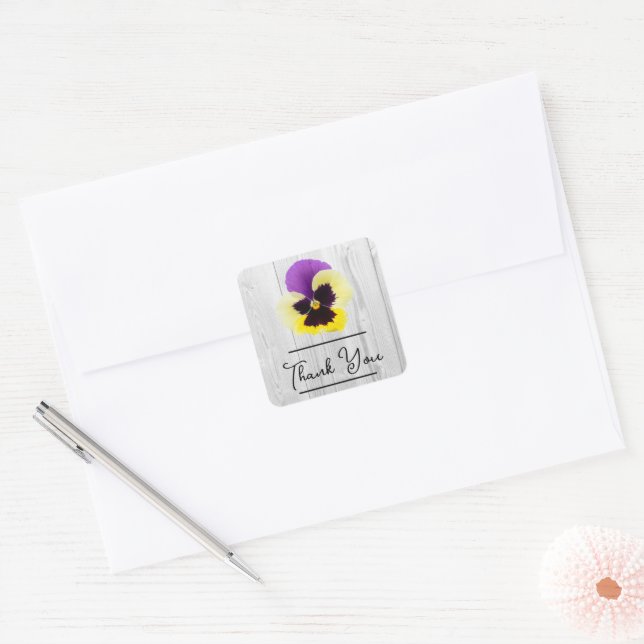 Sticker en Merci violet et jaune rustique (Enveloppe)