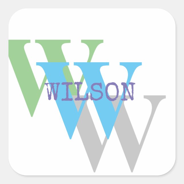 Sticker en monogramme gris-blanc minimal (Devant)