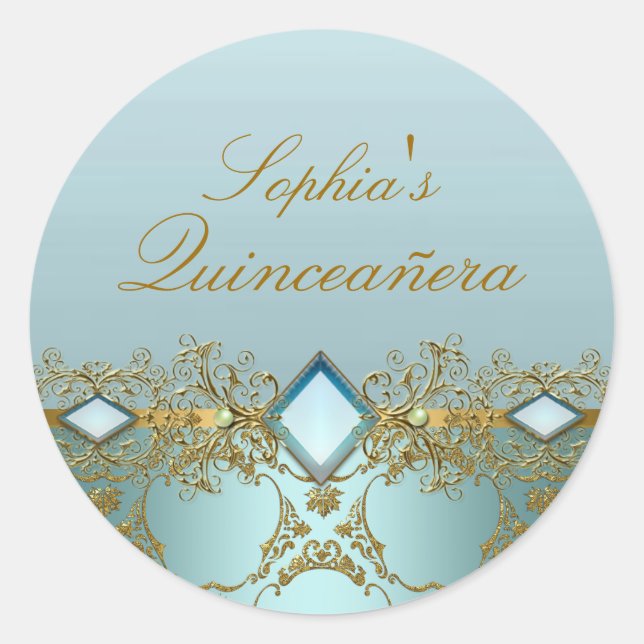 Sticker en or Damask & Jewel Quinceanera (Devant)