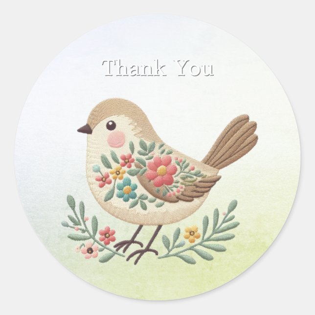 Sticker en or floral Little Bird (Devant)