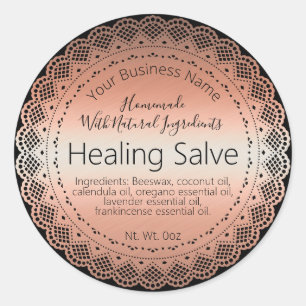 Sticker en or Rose Faux Étiquette Balm de guérison