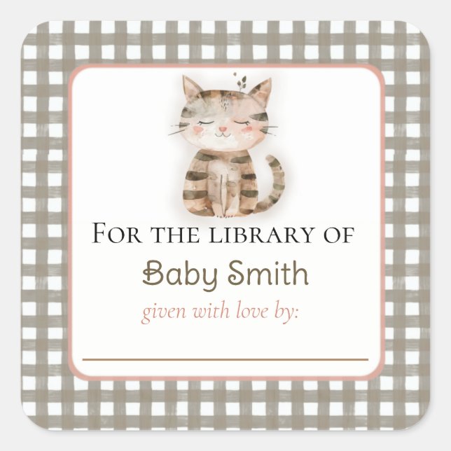 Sticker en plaque de baby shower avec Cute Kitten (Devant)