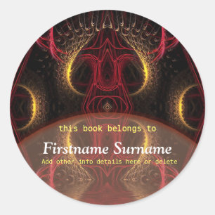 Sticker en plaques d'art fractal du champignon rou