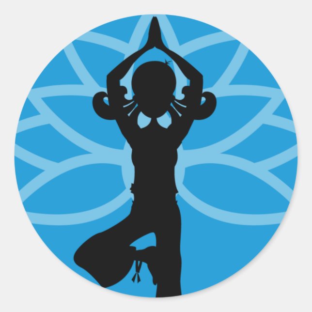 Sticker en silhouette de Yoga bleu (Devant)