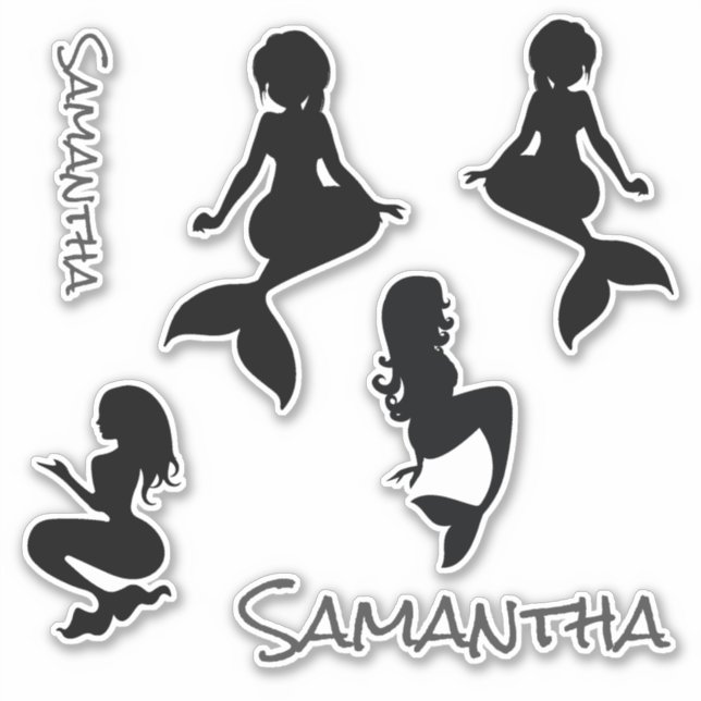 Sticker en silhouette noire de sirènes (Devant)