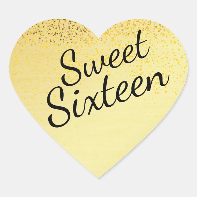 Sticker en Sweet sixteen coeur Confetti Or (Devant)