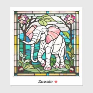 Sticker en verre de couleur Eléphant rose