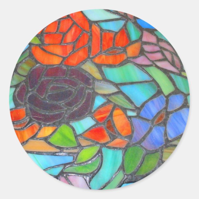 Sticker en verre floral rose rouge (Devant)