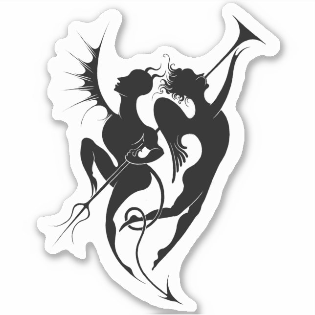 Sticker en vinyle Angel et Devil Silhouette (Devant)