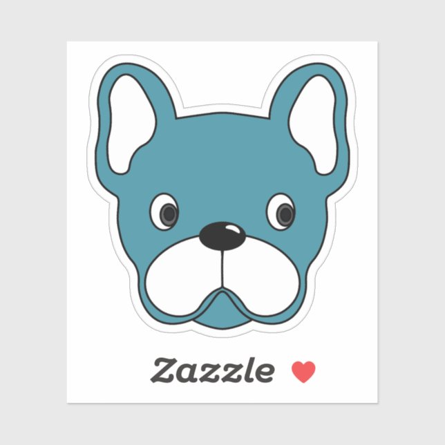 Sticker en vinyle Bulldog Turquoise 3"x3" (Feuille)