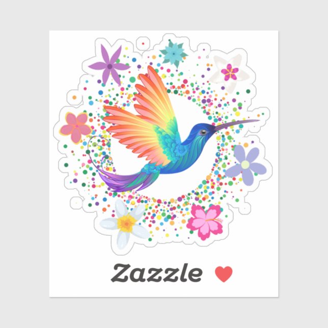 Sticker en vinyle coupé couleur Humming Bird Flowe (Feuille)