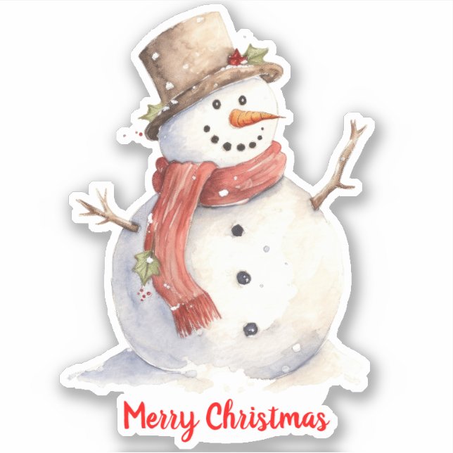 Sticker en vinyle coupé sur mesure de Noël Snowman (Devant)