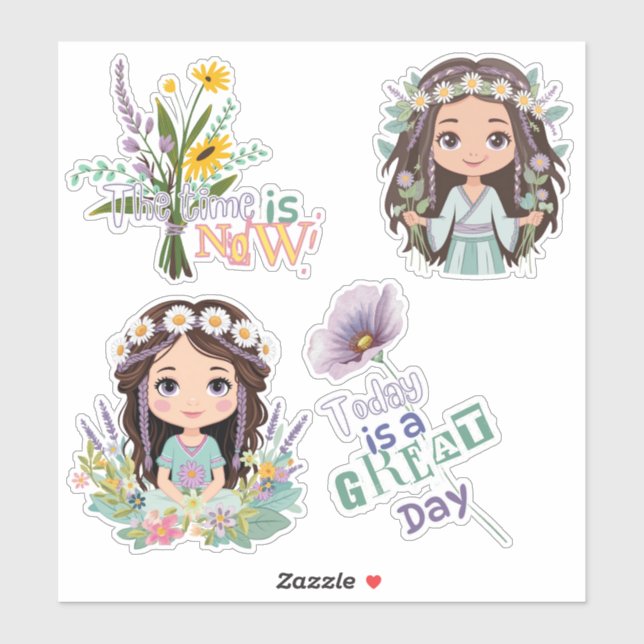Sticker en vinyle coupé sur mesure pour les filles (Feuille)