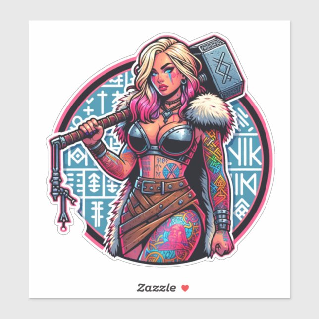 Sticker en vinyle coupé sur mesure : Warrior Woman (Feuille)