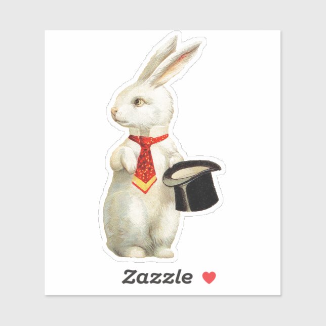 Sticker en vinyle cousu blanc lapin (Feuille)