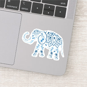 Sticker en vinyle cousu bleu éléphant