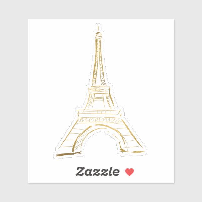 Sticker en vinyle cousu sur mesure Tour Eiffel Or (Feuille)
