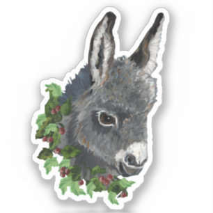 Sticker en vinyle d'âne de Noël