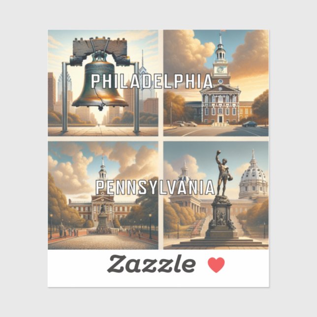 Sticker en vinyle de 3 pouces Philadelphia Pennsyl (Feuille)