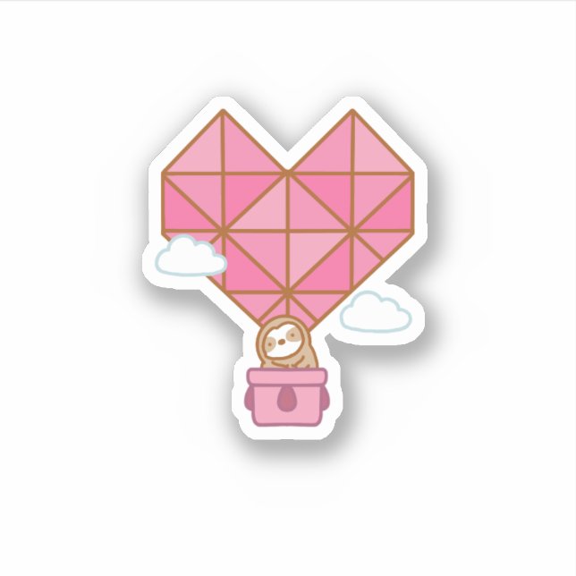 Sticker en vinyle de ballon à air chaud Sloth Hear (Devant)