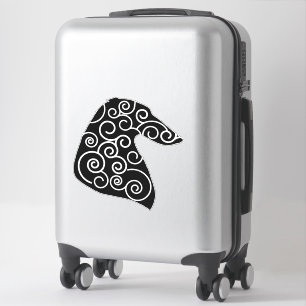 Sticker en vinyle de Borzoi Swirl Portrait Die Cut