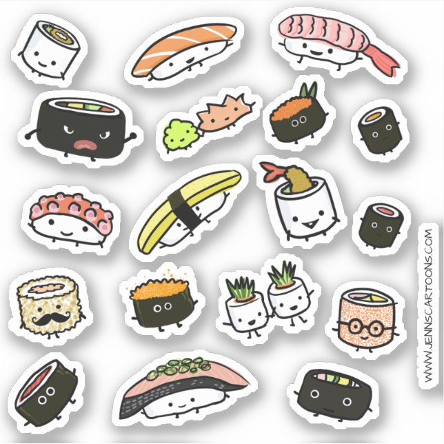 Sticker en vinyle de caractère Sushi et Sashimi am (Devant)
