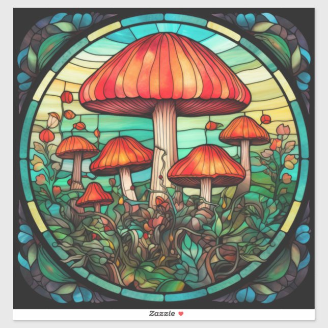 Sticker en vinyle de champignons Art (Feuille)