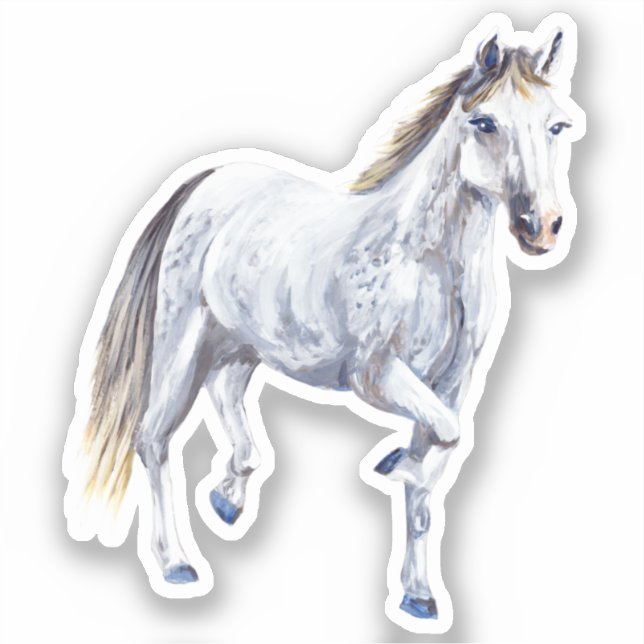 Sticker en vinyle de cheval blanc (Recto)