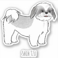 Sticker en vinyle de chien de caricature gris et b