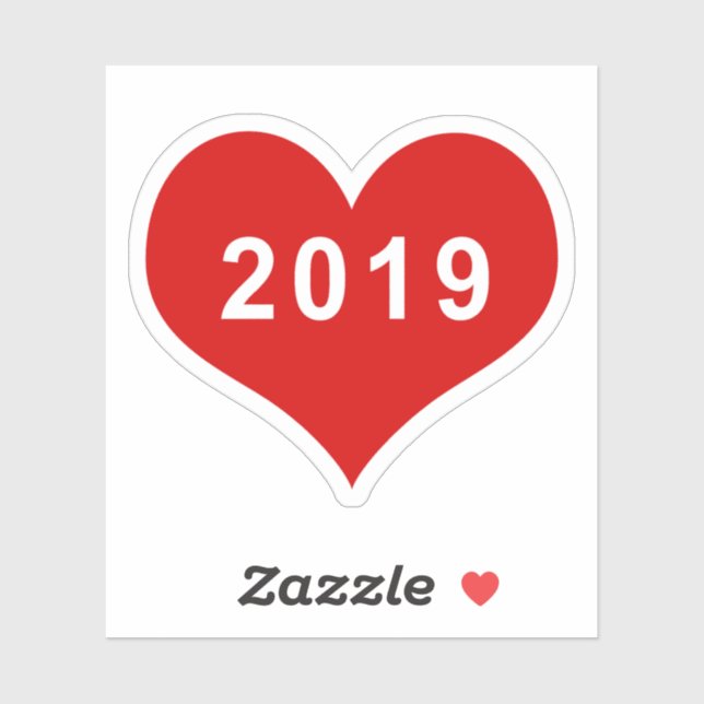 Sticker en vinyle de coeur rouge 2019 (Feuille)